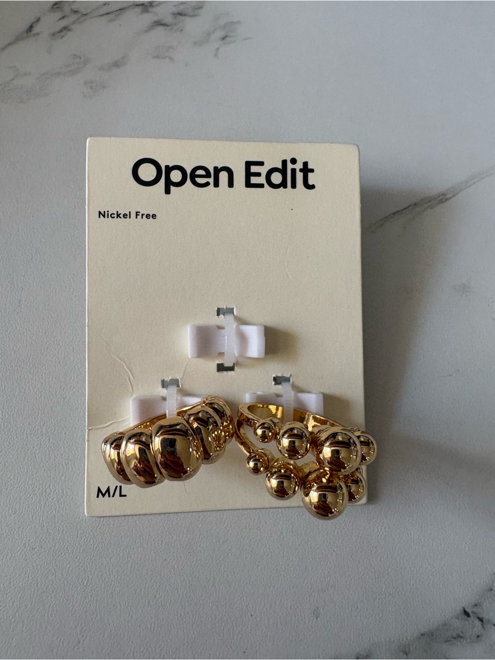 Open Edit Gold Beaded Hoop Rings - Picture 2 of 2